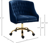 Arden Velvet / Engineered Wood / Foam Contemporary Navy Velvet Office Chair - 25.5" W x 23" D x 33"-36" H