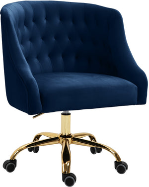 Arden Velvet / Engineered Wood / Foam Contemporary Navy Velvet Office Chair - 25.5" W x 23" D x 33"-36" H