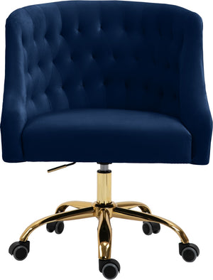 Arden Velvet / Engineered Wood / Foam Contemporary Navy Velvet Office Chair - 25.5" W x 23" D x 33"-36" H