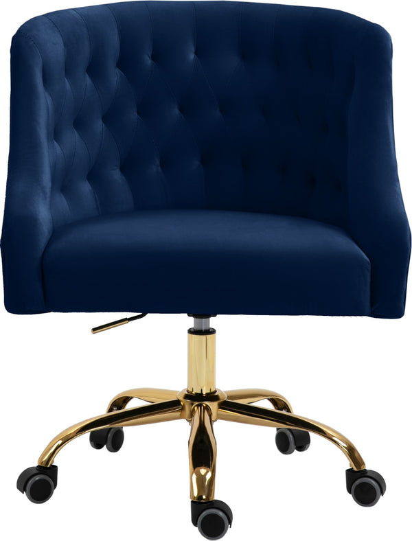 Arden Velvet / Engineered Wood / Foam Contemporary Navy Velvet Office Chair - 25.5" W x 23" D x 33"-36" H