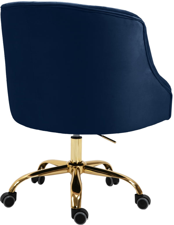Arden Velvet / Engineered Wood / Foam Contemporary Navy Velvet Office Chair - 25.5" W x 23" D x 33"-36" H