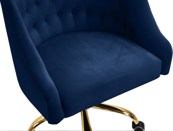Arden Velvet / Engineered Wood / Foam Contemporary Navy Velvet Office Chair - 25.5" W x 23" D x 33"-36" H