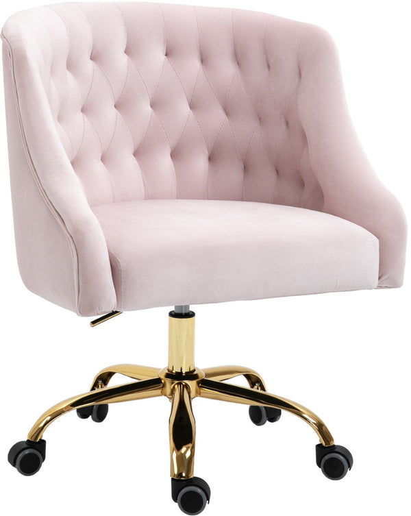 Arden Velvet / Engineered Wood / Foam Contemporary Pink Velvet Office Chair - 25.5" W x 23" D x 33"-36" H