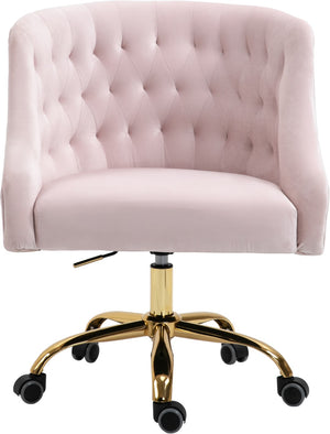 Arden Velvet / Engineered Wood / Foam Contemporary Pink Velvet Office Chair - 25.5" W x 23" D x 33"-36" H