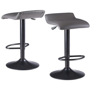 Winsome Wood Tarah Adjustable Swivel Stools, 2-Piece Set, Black & Slate Gray 16232-WINSOMEWOOD