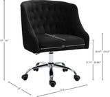 Arden Velvet / Engineered Wood / Metal / Foam Contemporary Black Velvet Office Chair - 25.5" W x 23" D x 33"-36" H