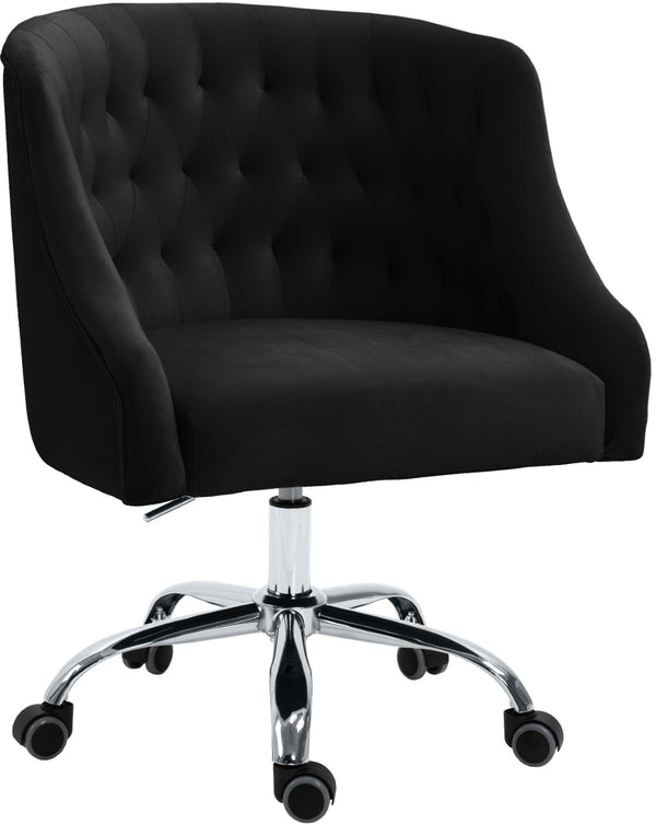 Arden Velvet / Engineered Wood / Metal / Foam Contemporary Black Velvet Office Chair - 25.5" W x 23" D x 33"-36" H