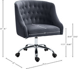 Arden Velvet / Engineered Wood / Metal / Foam Contemporary Grey Velvet Office Chair - 25.5" W x 23" D x 33"-36" H
