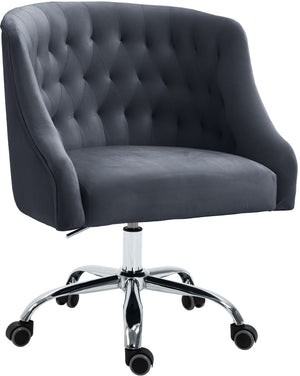 Arden Velvet / Engineered Wood / Metal / Foam Contemporary Grey Velvet Office Chair - 25.5" W x 23" D x 33"-36" H