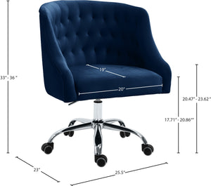 Arden Velvet / Engineered Wood / Metal / Foam Contemporary Navy Velvet Office Chair - 25.5" W x 23" D x 33"-36" H