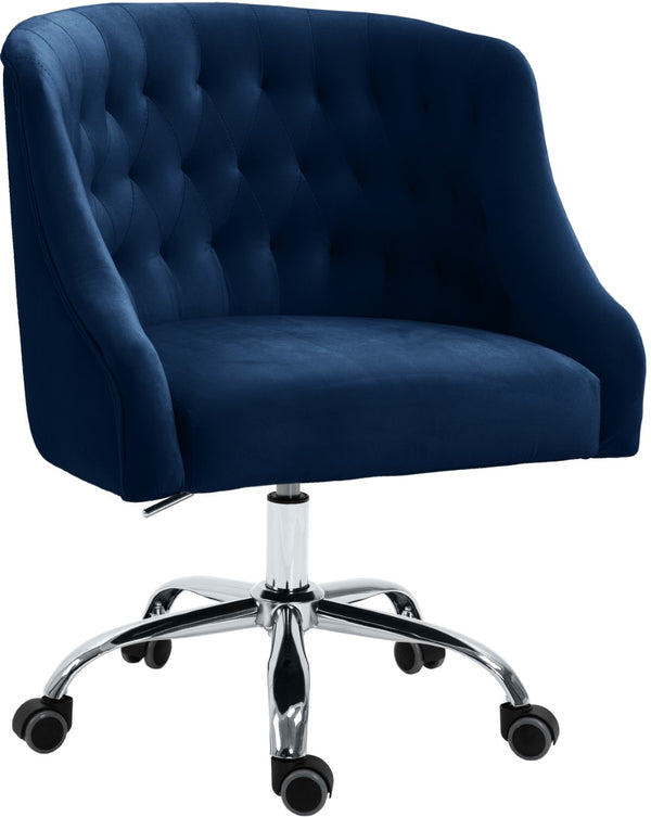 Arden Velvet / Engineered Wood / Metal / Foam Contemporary Navy Velvet Office Chair - 25.5" W x 23" D x 33"-36" H