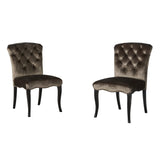 Noble House Hallie Traditional Armless Tufted Grey velvet Armless Dining Chairs (Set of 2)