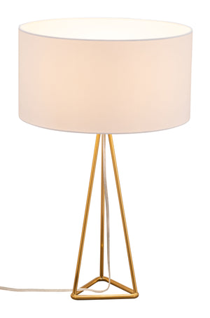 Zuo Modern Sascha Steel, Poly Cotton Modern Commercial Grade Table Lamp White, Brass Steel, Poly Cotton