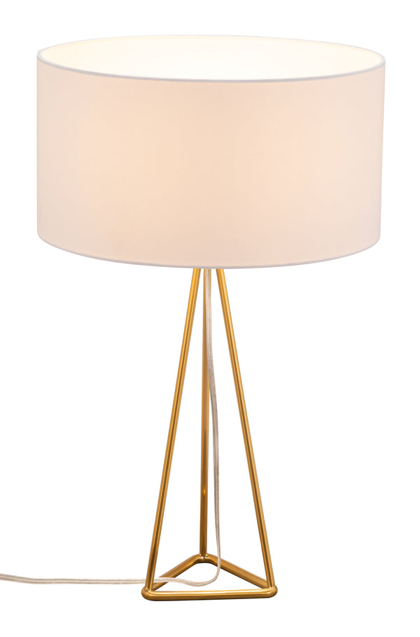 Zuo Modern Sascha Steel, Poly Cotton Modern Commercial Grade Table Lamp White, Brass Steel, Poly Cotton