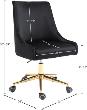 Karina Velvet / Engineered Wood / Foam Contemporary Black Velvet Office Chair - 23" W x 26" D x 36"-39" H