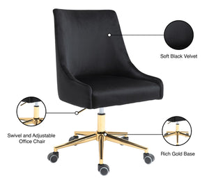 Karina Velvet / Engineered Wood / Foam Contemporary Black Velvet Office Chair - 23" W x 26" D x 36"-39" H