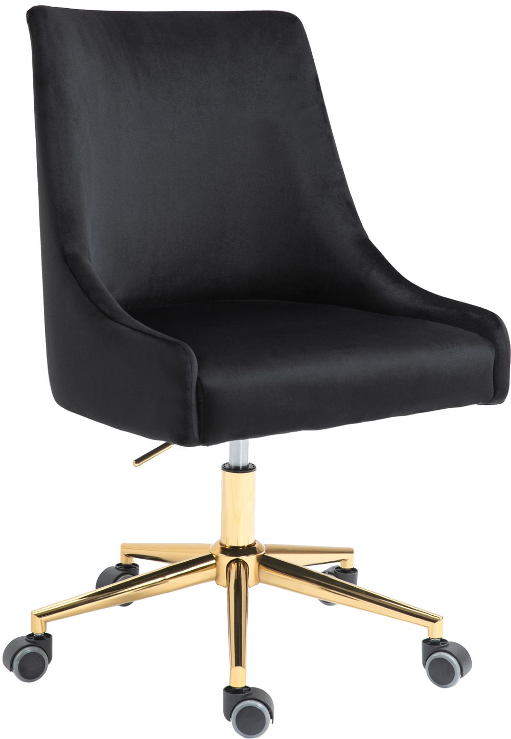 Karina Velvet / Engineered Wood / Foam Contemporary Black Velvet Office Chair - 23" W x 26" D x 36"-39" H