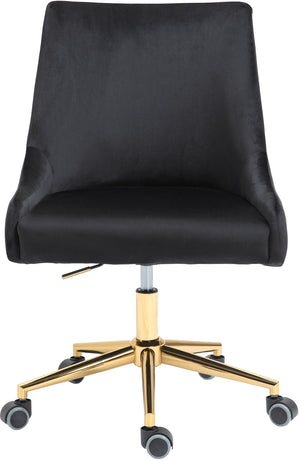 Karina Velvet / Engineered Wood / Foam Contemporary Black Velvet Office Chair - 23" W x 26" D x 36"-39" H
