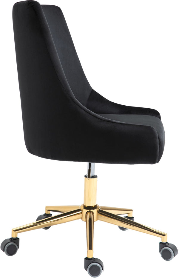 Karina Velvet / Engineered Wood / Foam Contemporary Black Velvet Office Chair - 23" W x 26" D x 36"-39" H