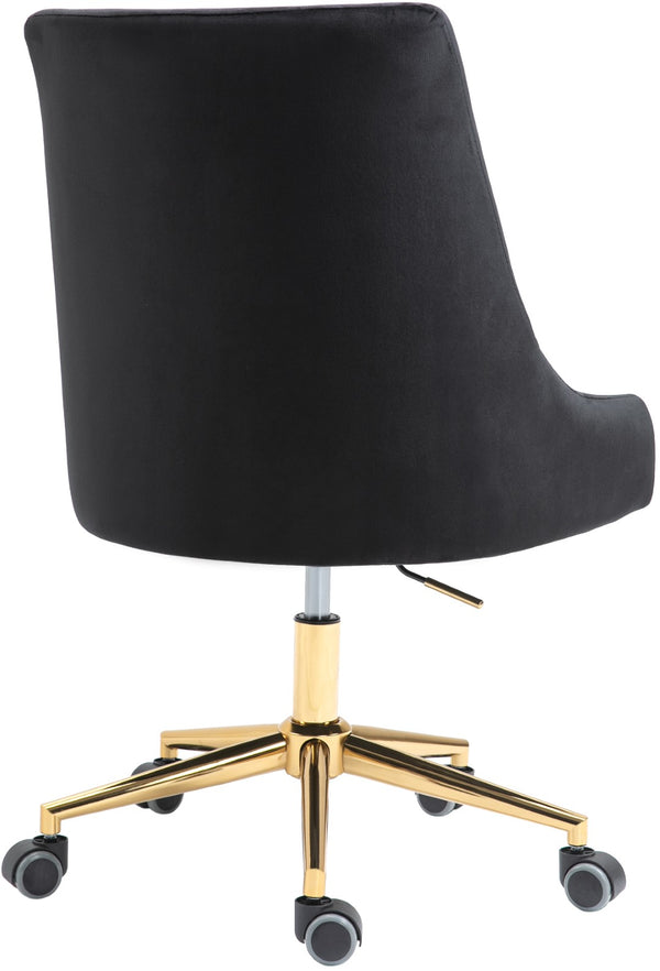 Karina Velvet / Engineered Wood / Foam Contemporary Black Velvet Office Chair - 23" W x 26" D x 36"-39" H
