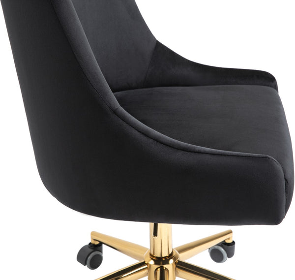 Karina Velvet / Engineered Wood / Foam Contemporary Black Velvet Office Chair - 23" W x 26" D x 36"-39" H