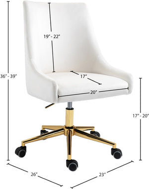 Karina Velvet / Engineered Wood / Foam Contemporary Cream Velvet Office Chair - 23" W x 26" D x 36"-39" H
