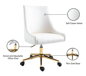 Karina Velvet / Engineered Wood / Foam Contemporary Cream Velvet Office Chair - 23" W x 26" D x 36"-39" H