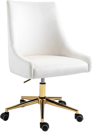 Karina Velvet / Engineered Wood / Foam Contemporary Cream Velvet Office Chair - 23" W x 26" D x 36"-39" H