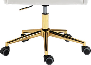 Karina Velvet / Engineered Wood / Foam Contemporary Cream Velvet Office Chair - 23" W x 26" D x 36"-39" H