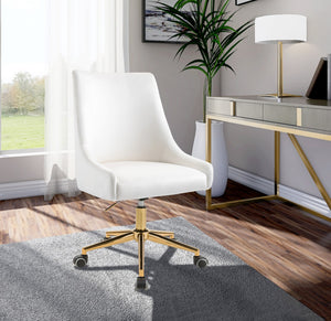 Karina Velvet / Engineered Wood / Foam Contemporary Cream Velvet Office Chair - 23" W x 26" D x 36"-39" H