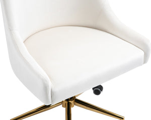 Karina Velvet / Engineered Wood / Foam Contemporary Cream Velvet Office Chair - 23" W x 26" D x 36"-39" H