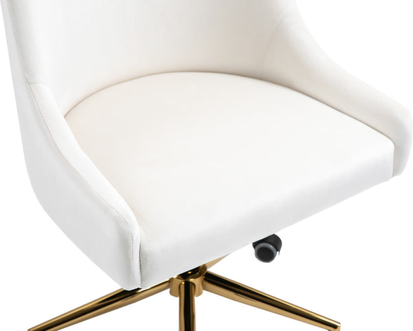 Karina Velvet / Engineered Wood / Foam Contemporary Cream Velvet Office Chair - 23" W x 26" D x 36"-39" H