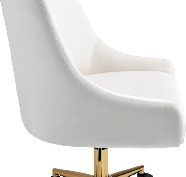 Karina Velvet / Engineered Wood / Foam Contemporary Cream Velvet Office Chair - 23" W x 26" D x 36"-39" H