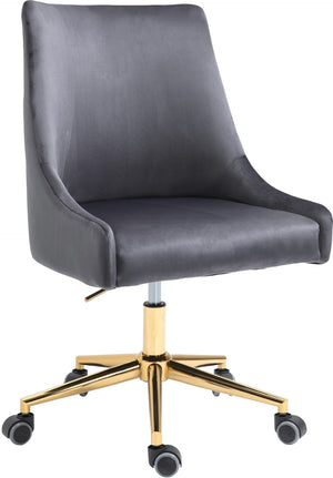 Karina Velvet / Engineered Wood / Foam Contemporary Grey Velvet Office Chair - 23" W x 26" D x 36"-39" H