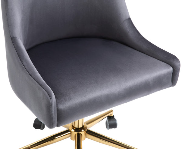 Karina Velvet / Engineered Wood / Foam Contemporary Grey Velvet Office Chair - 23" W x 26" D x 36"-39" H