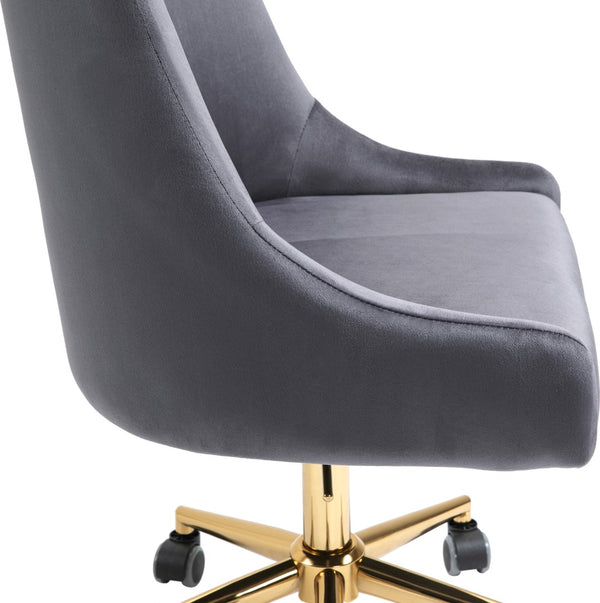 Karina Velvet / Engineered Wood / Foam Contemporary Grey Velvet Office Chair - 23" W x 26" D x 36"-39" H