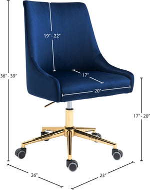 Karina Velvet / Engineered Wood / Foam Contemporary Navy Velvet Office Chair - 23" W x 26" D x 36"-39" H