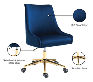Karina Velvet / Engineered Wood / Foam Contemporary Navy Velvet Office Chair - 23" W x 26" D x 36"-39" H