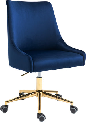 Karina Velvet / Engineered Wood / Foam Contemporary Navy Velvet Office Chair - 23" W x 26" D x 36"-39" H