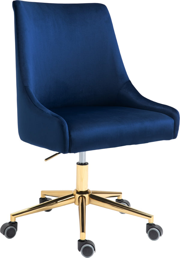 Karina Velvet / Engineered Wood / Foam Contemporary Navy Velvet Office Chair - 23" W x 26" D x 36"-39" H