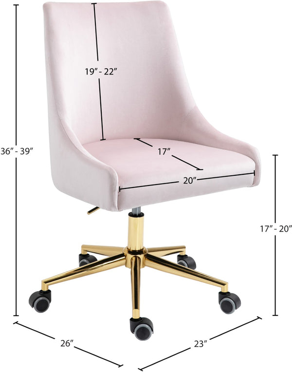 Karina Velvet / Engineered Wood / Foam Contemporary Pink Velvet Office Chair - 23" W x 26" D x 36"-39" H