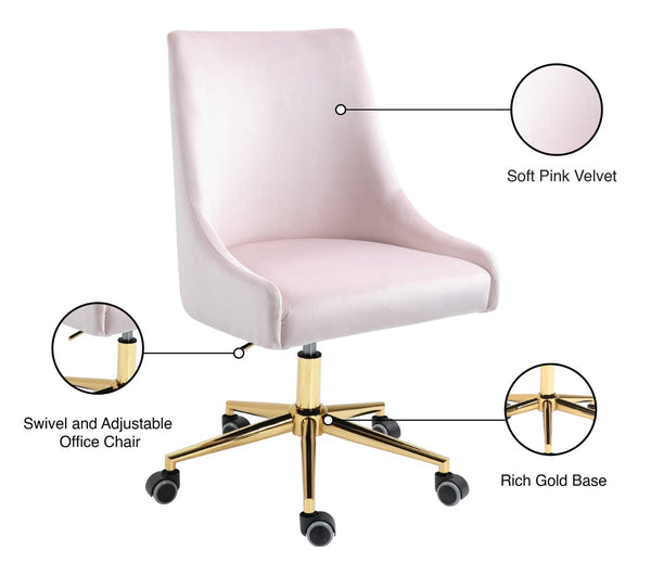 Karina Velvet / Engineered Wood / Foam Contemporary Pink Velvet Office Chair - 23" W x 26" D x 36"-39" H