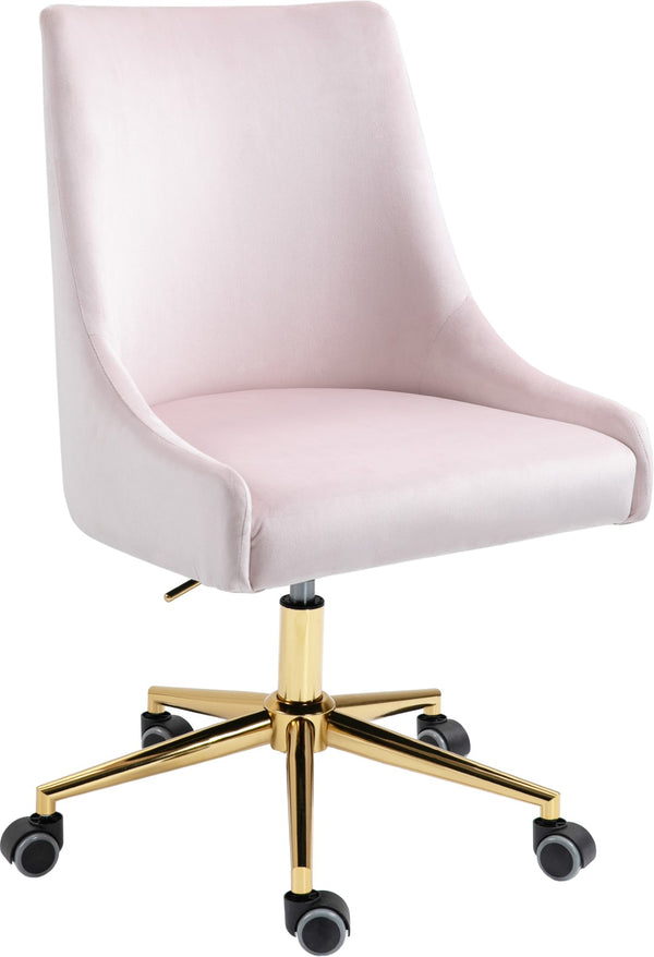 Karina Velvet / Engineered Wood / Foam Contemporary Pink Velvet Office Chair - 23" W x 26" D x 36"-39" H
