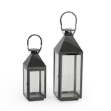 Kestrel Modern Stainless Steel Lantern Set, Black