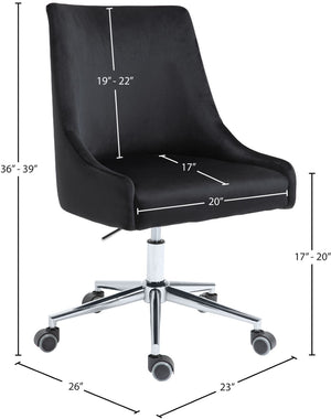 Karina Velvet / Engineered Wood / Metal / Foam Contemporary Black Velvet Office Chair - 23" W x 26" D x 36"-39" H