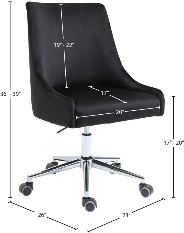 Karina Velvet / Engineered Wood / Metal / Foam Contemporary Black Velvet Office Chair - 23" W x 26" D x 36"-39" H