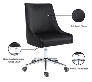 Karina Velvet / Engineered Wood / Metal / Foam Contemporary Black Velvet Office Chair - 23" W x 26" D x 36"-39" H
