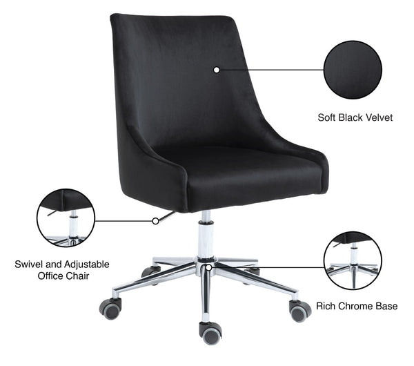 Karina Velvet / Engineered Wood / Metal / Foam Contemporary Black Velvet Office Chair - 23" W x 26" D x 36"-39" H