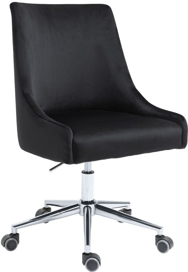 Karina Velvet / Engineered Wood / Metal / Foam Contemporary Black Velvet Office Chair - 23" W x 26" D x 36"-39" H