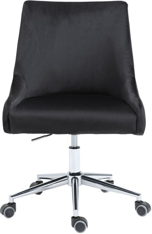 Karina Velvet / Engineered Wood / Metal / Foam Contemporary Black Velvet Office Chair - 23" W x 26" D x 36"-39" H
